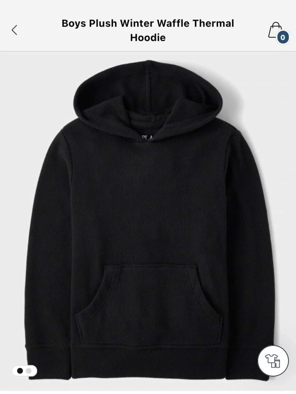NWT Children's Place Black Ribbed Thermal Hoodie